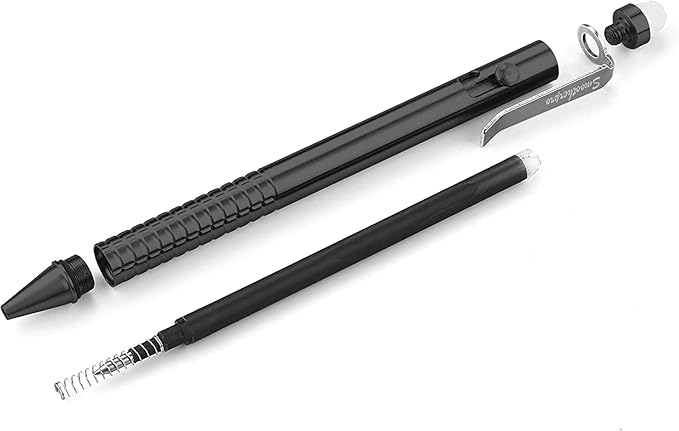 SMOOTHERPRO Bolt Action Pen, Stainless Steel Erasable Ballpiont Pen Compatible with Pilot FriXion Refill, EDC Pen for Writing, Black (SSF020S)