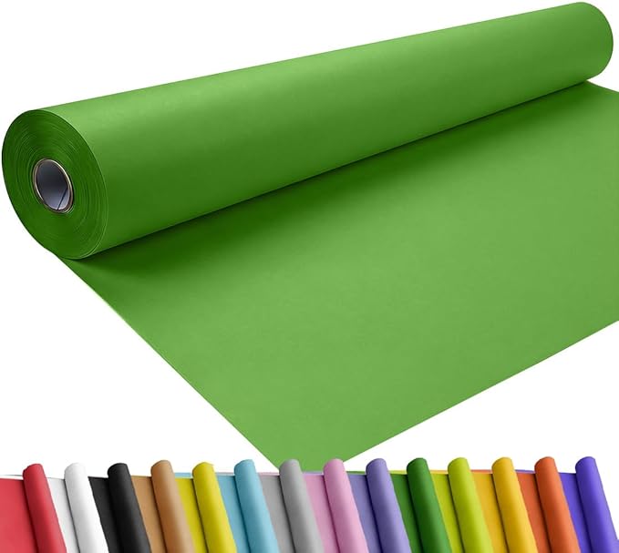 SMART&CASUAL 36" x 1,500" (125') Medium Green Kraft Craft Paper Roll for Gift Wrapping Bulletin Board Bouquet Flower Kids Art Packing Parcel Table Covering 80GSM 55LB (Medium Green, 36" x 125')
