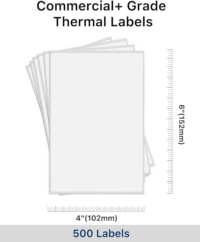 iEager 4x6 Inch Thermal Labels, White Shipping Label Stickers, Commercial+ Grade Thermal Printer Sticker, 500 Labels/Pack