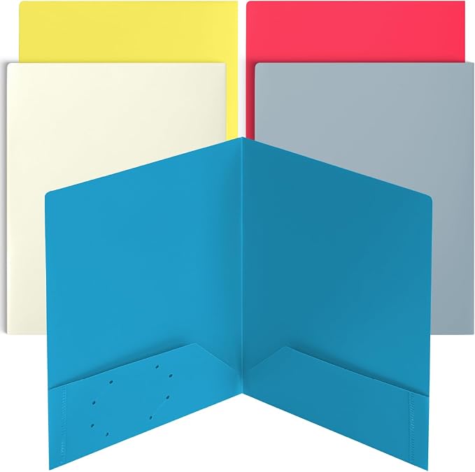 Mr. Pen- Plastic Folders with Pockets, 5 pcs | Aesthetic File Folder with Business Card Slot, 2-Pocket Folder, Back to School, Office, Filing Supplies