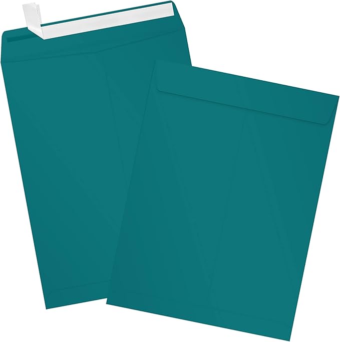 LUXPaper 9 x 12 Open End Envelopes | Peel & Press | Teal | 80lb. Text | 1,000 Qty