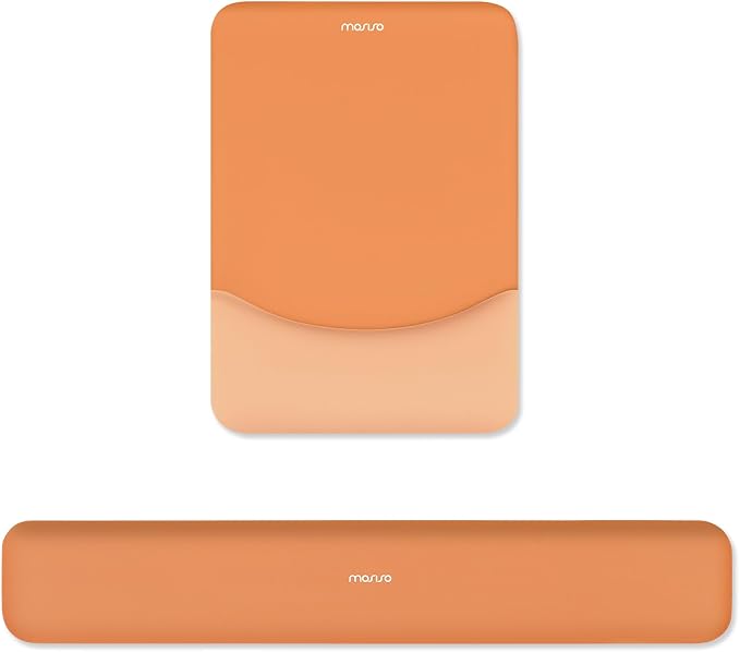 MOSISO Wrist Rest Support Mouse Pad & Keyboard Set, Cosmic Orange | Rectangular Ergonomic Mousepad, Non-Slip Base, Home/Office Pain Relief & Easy Typing, Neoprene Cloth & Raised Silicone Lining