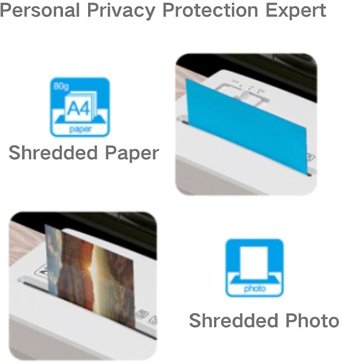 Micro Cut Paper Shredder for Home Office - Mini Electric Desktop Shredder with Cross-Cut, Confidential Document Security for Private/Individual Offices, White & Space-Saving