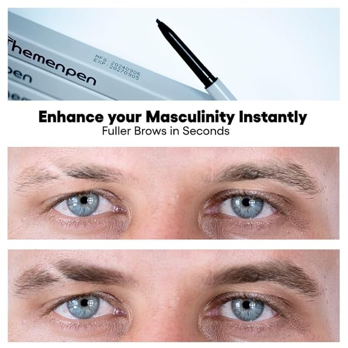 The Men Pen - Waterproof Eyebrow Pen | Beard Filler for Men | Microblading Eyebrow Pen | Hair Filler | Anti-Smudge | Mustache, Beard & Eyebrow Filler | Black (Pack of 2)