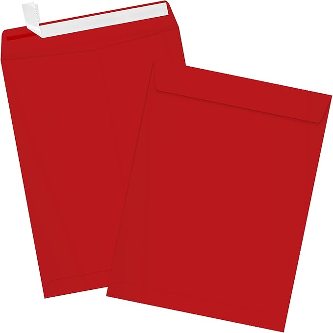 LUXPaper 9 x 12 Open End Envelopes | Peel & Press | Ruby Red | 80lb. Text | 500 Qty