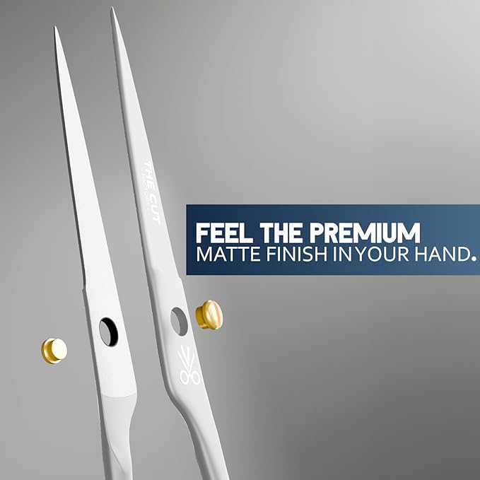 The Cut Factory- 6.5” Professional Hair Scissors - High Carbon 420 Stainless Steel Hair Cutting Scissors, Ultra-Sharp Barber Shears for Salon & Home (WHITE)