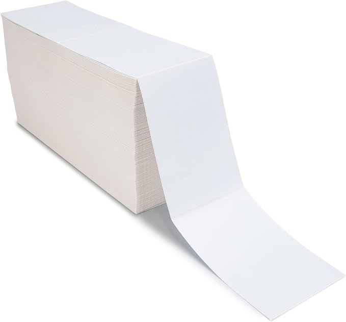 L LIKED 2500 4x6 Thermal Labels Fanfold, Direct Thermal Shipping Labels - Perforated and Strong Adhesive | 1 stack, BPA Free, Perforated, Permanent Adhesive, Compatible with Most Direct Thermal Printers