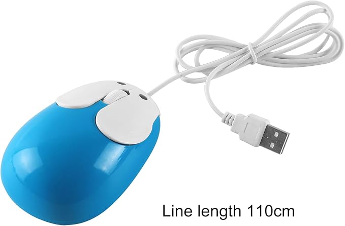 Cute Wired Mouse, Small Rabbit Shape USB Wired 1600 DPI Optical Mice Computer Mouse, Portable Corded Mice for Travel, Office, Home, Laptop, Computer (Blue)