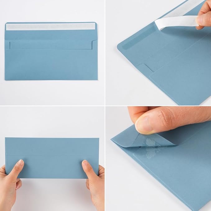 50 Pack #10 Business Envelopes, 4 1/8 x 9 1/2 Inches, Dusty-Blue | Self Seal, Standard Business Envelopes For Greeting cards, Letter Mailing, Invitation