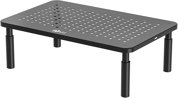 WALI Computer Monitor Stand for Desk, Adjustable Laptop Riser, up to 44 lbs | Monitor Riser Under-Desk Storage, Fits Monitors, Laptops, Printers, for Home, Office, School Supplies (STT003), 1 Pack, Black