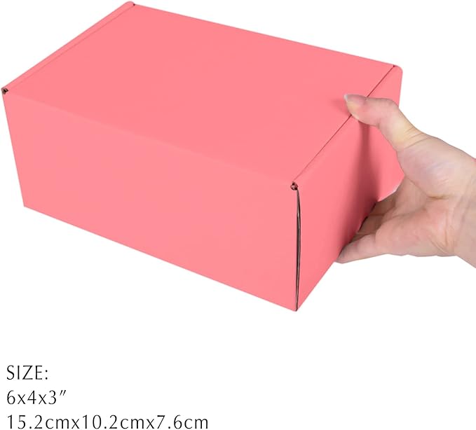 Pink Cardboard Corrugated Boxes - 6x4x3, 30 Pack Small Shipping Boxes for Mailing & Packaging