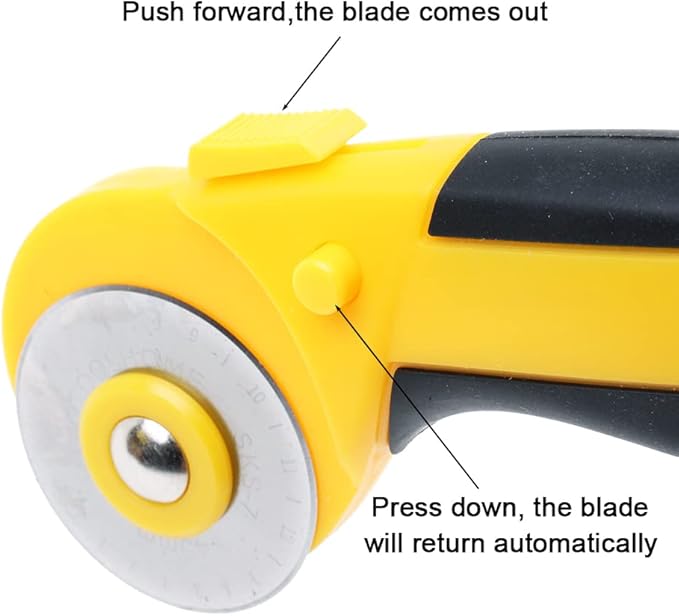 AUTOTOOLHOME 45mm Rotary Cutter Automatic Fabric Cutter Quick Change Blades with Safety Lock for Quilting, Sewing, Crafts, Replacement Blades (color02)