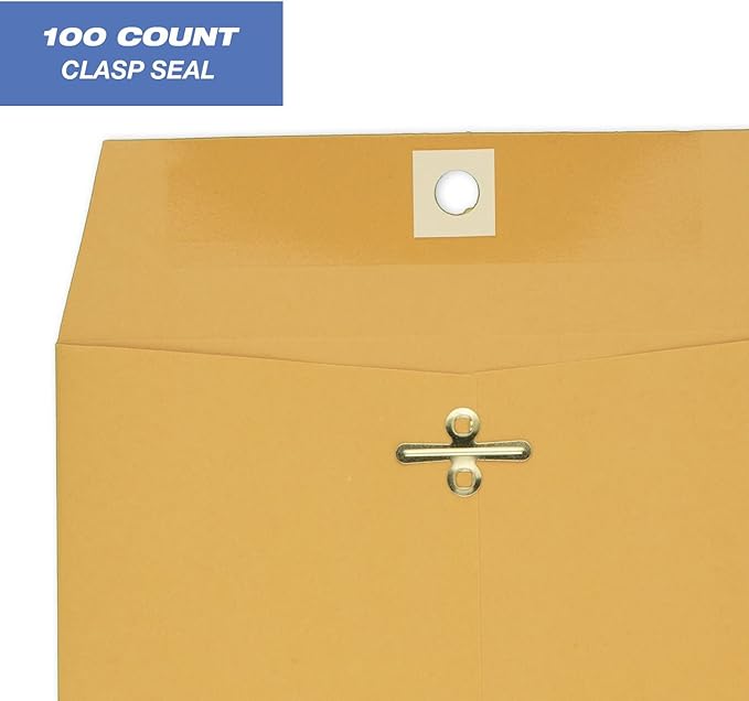 Mead Brown Kraft Envelopes, Clasp, 6" x 9", 100/Box (CO755)