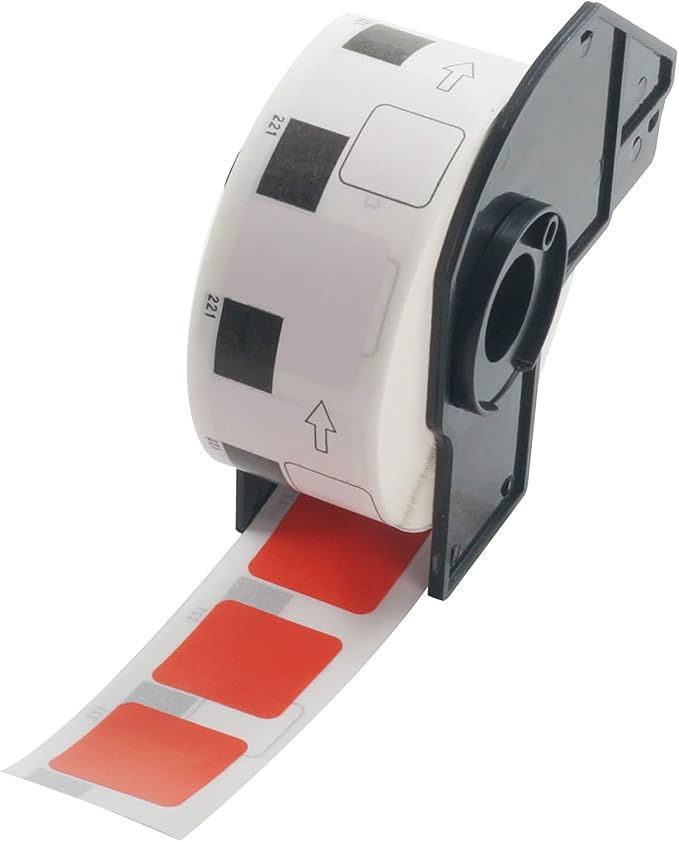 BETCKEY - Square Labels Replacement for Brother DK-1221 (0.9 in x 0.9 in), Compatible with Brother QL Label Printers [1 Rolls/1000 Labels, Red]