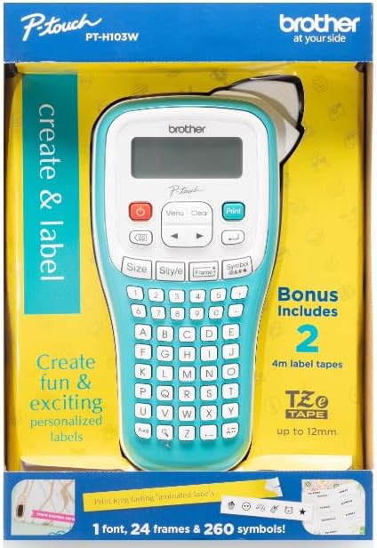 Brother P-Touch PTH103W Handheld Personal Label Maker with Tape, New, 1 Piece