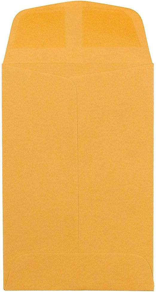 JAM PAPER #4 Coin Business Commercial Envelopes - 3 x 4 1/2 - Brown Kraft Manila - 100/Pack