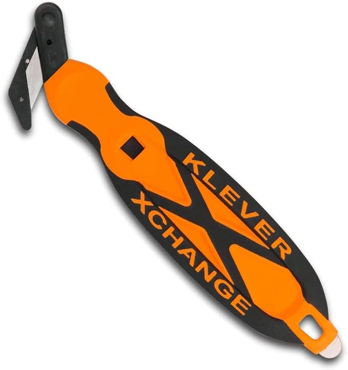 XChange Box Cutter, Klever Kutter Package Opener Wide Cut Head, Ergonomic Soft Touch Handle Utility Knife, Cuts Thicker Substrates, Boxes, Film, Tape and More, Orange, 10 Pack (KCJ-XC-30G)