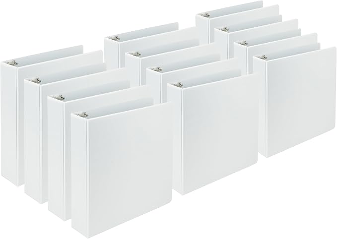 Samsill Plant-Based 3 Inch Durable D-Ring Binder, View Binder, Eco-Friendly, USDA Certified Biobased, 12 Pack, White