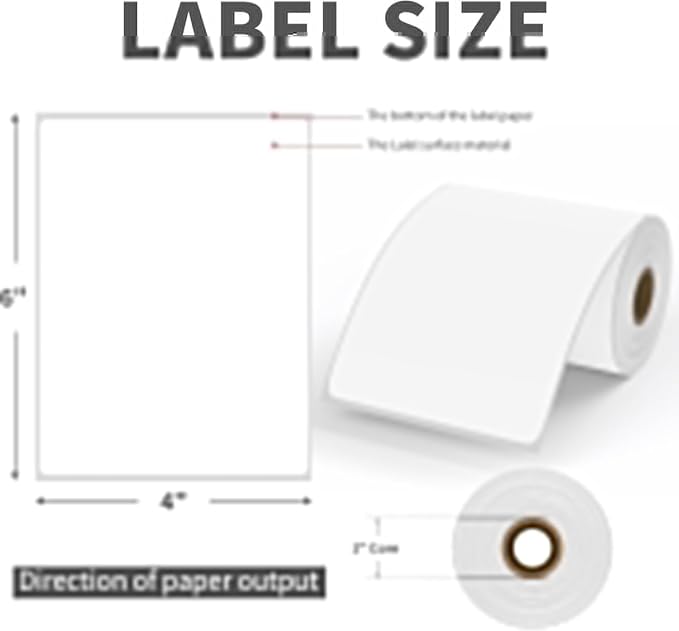 9527 Product 4x6 Blank Direct Thermal Shipping Labels for Zebra 2844 Zp-450 Zp-500 Zp-505 Direct Thermal Labels Printers, Eltron Printer, 250 Labels per Roll,Total 6 Rolls 1500 Labels