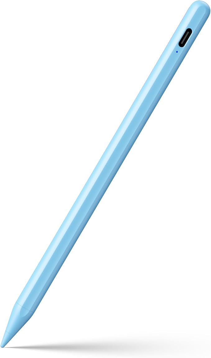 Stylus Pen for iPad 6-11th Gen 2X Fast Charge, Palm Rejection-Blue | Tilt Sensitivity, USB-C Charge, Compatible with 2018-2026 Apple Pencil iPad Pro 11/12.9/13, Air 3/4/5/M2/M3/M4, mini 5/6/7