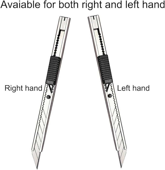 5pcs Right and Left Hand Stainless Steel Lockable Cutter Knife / 9mm Snap Off Blades / 30 Degree Foil Knife/Utility Knife/Graphic Knife/Great for Foils, Wallpaper, Crafts, Cartons