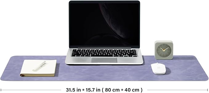 Distressed Leather Desk Mat - Non-Slip PU Desk Pad for Office and Home - Desk Organization and Accessories - Ideal for Large Mouse Pad and Desk Mats on Top of Desks(Lavender,31.5"x 15.7")