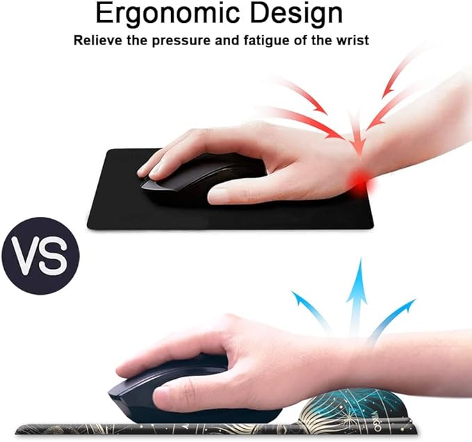 Mouse Pad with Wrist Support, Non Slip Mousepad Wrist Rest for Office, Computer, Laptop & Mac- Durable & Comfortable & Lightweight Ergonomic Support Mouse Mat Moon Stars