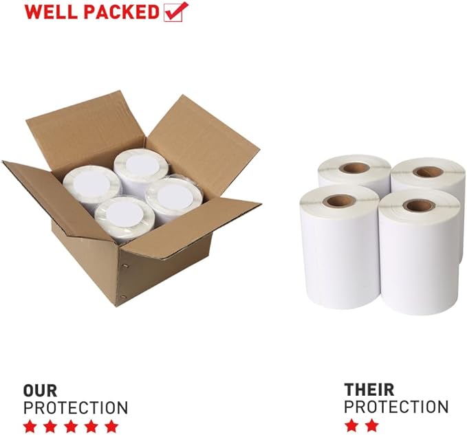 [4 Rolls, 880 Labels] 4" x 6" Postage Shipping Labels Compatible for Dymo 4XL LabelWriter 4x6 Internet Postage Labels, Water Resistant, Strong Adhesive, Perforated