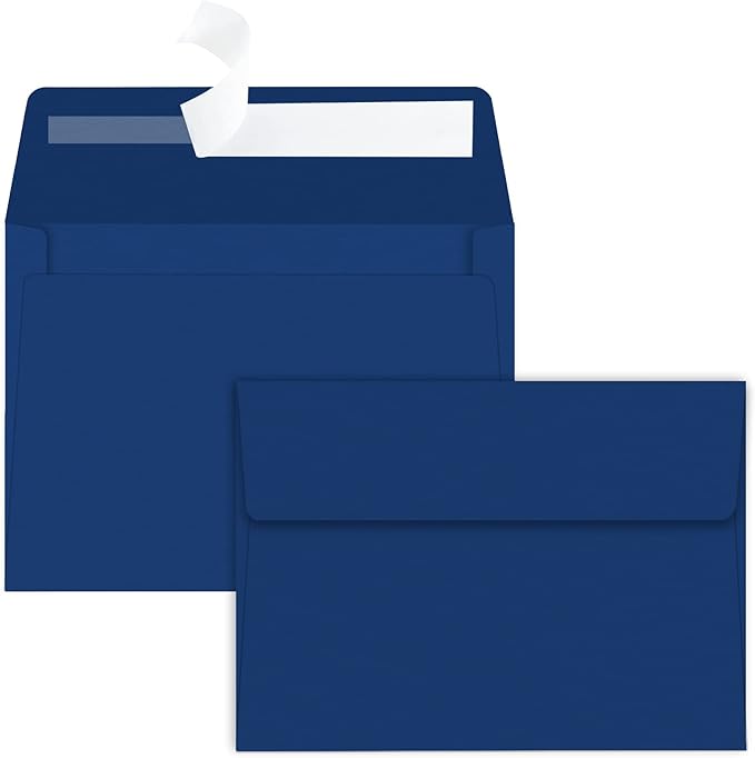 YINUOYOUJIA 50 Packs of A7 envelopes for invitation, 5x7 envelopes for Cards-Self Seal, Square Flap, Great for Wedding, Baby Shower, Mailing, Birthday Party (navy blue)