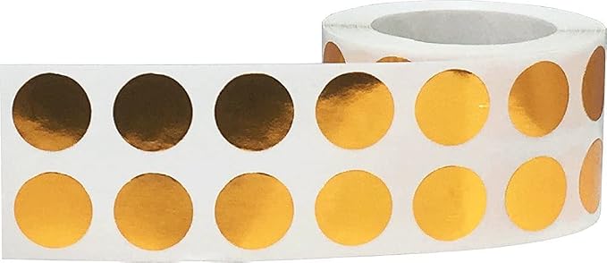 Metallic Bronze Circle Dot Stickers, 1/2" Inch, 1000 Labels per Roll - Ideal for Organizing, Decorating, Labeling and Crafting in Homes, Schools, and Office Use