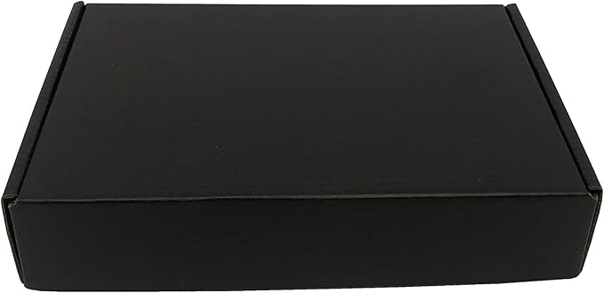 Black Cardboard Shipping Box Mailers 8 x 5.5 x 1.6 Inch Corrugated Packaging Storage Boxes 10 Pack (Inside Size: 7.4 x 5.3 x 1.45)