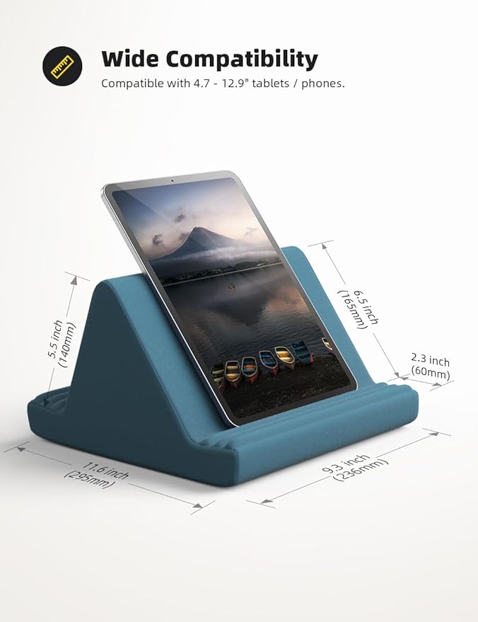 Lamicall Tablet Pillow Stand, Pillow Soft Pad for Lap - Tablet Holder Dock for Bed with 6 Viewing Angles, for iPad Pro 9.7, 10.5, 11, 12.9 Air Mini 4 3, Kindle, Galaxy Tab, E-Reader, Blackish Green