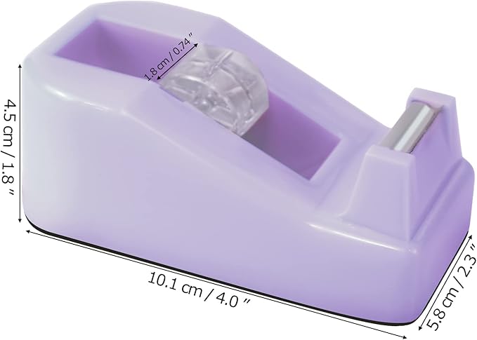 2Pcs Desktop Tape Dispenser Adhesive Roll Holder with Weighted Nonskid Base, Purple (Tape not Included)