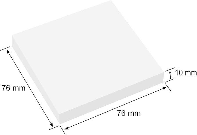 ZCZN White Sticky Notes,3 x 3 in,100 Sheets/Pad,4 Pads/Pack