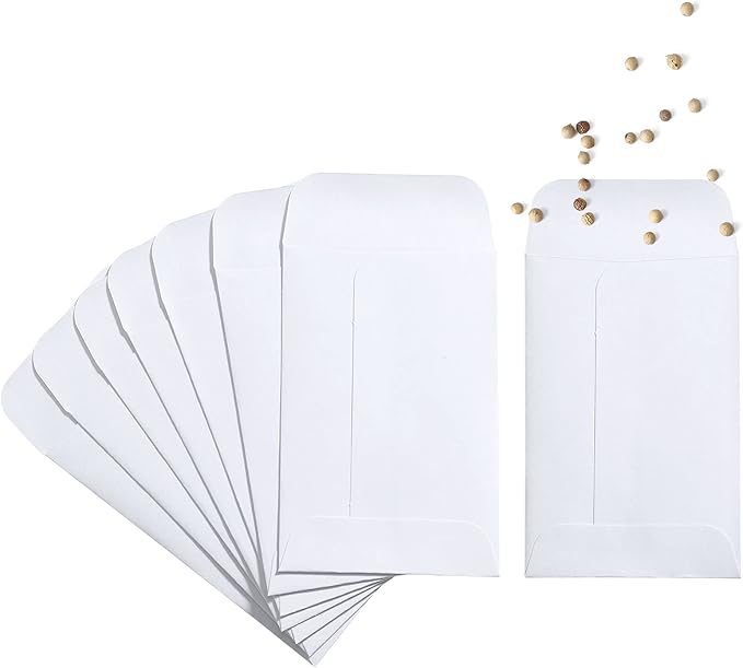 ACSTEP #1 Coin Envelopes 2 1/4 x3 1/2, White Seed Envelope with Gummed Flap, Tip Envelopes for Cash, Small Envelopes for Garden and Office Use, White, 500PCS