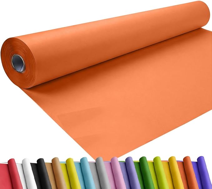 SMART&CASUAL 36" x 1,500" (125') OrangeRed Kraft Craft Paper Roll for Gift Wrapping Bulletin Board Bouquet Flower Kids Art Packing Parcel Table Covering 80GSM 55LB (OrangeRed, 36" x 125')