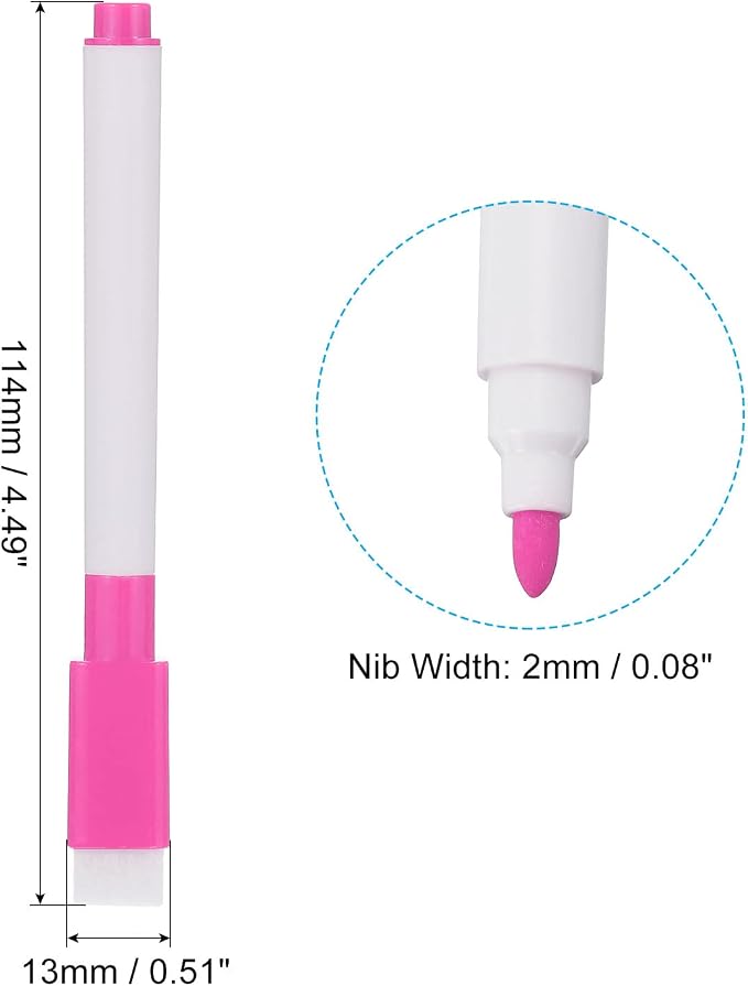 PATIKIL Dry Erase Marker Pens, 30 Pack Rose Red Ink Fine Point Low Odor Whiteboard with Eraser Cap for Office Home Classroom, White Pen Rod