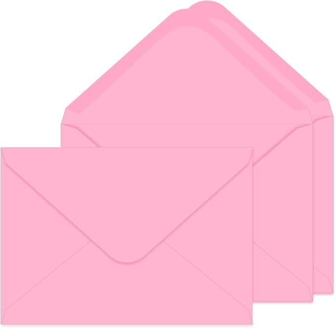 A7 Envelopes 100 Pack Pink Envelopes 5x7 V-shaped Flap, Suitable for 5x7 Photos, Cards, Weddings, Invitations, Announcements, Baby Gifts 5.25 "x 7.25" (Pink)