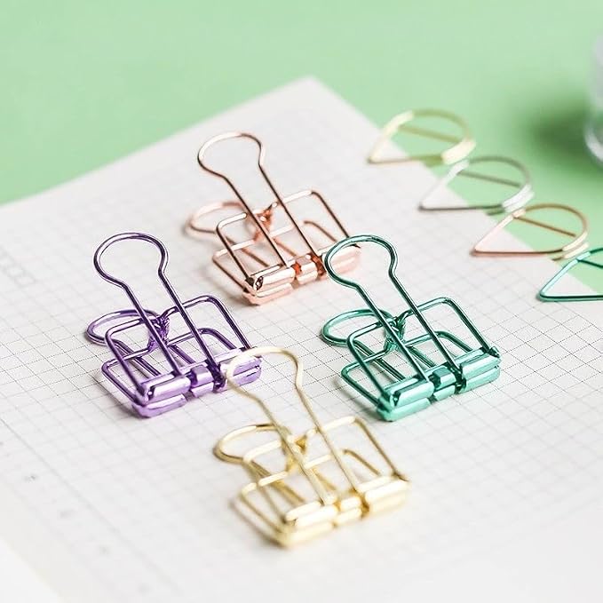 Purple Binder Clips - 36 Pack, 3/4 Inch, 19mm, Hollow Out, Capacity 0.31 Inch, Fold Clamp, Paper & Office Clips