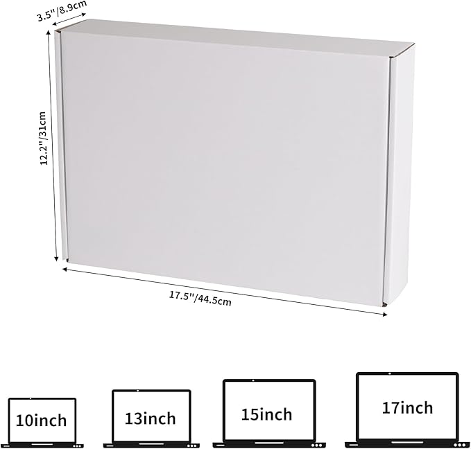 CRUGLA White Laptop Shipping Box with Cushioned Foam, Up to 17 inch Corrugated Cardboard Mailer for Laptop Notebook Shipment,1 Pack