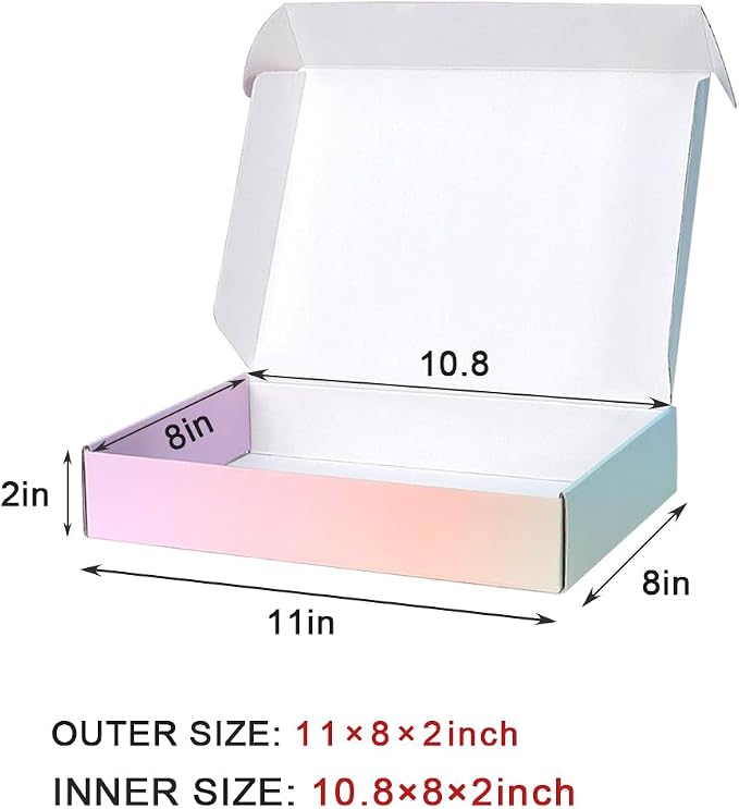 11x8x2 Shipping Boxes Set of 40, Purple Corrugated Cardboard Packaging Box, Shipping Box for Small Business, Literature, Packing Supplies