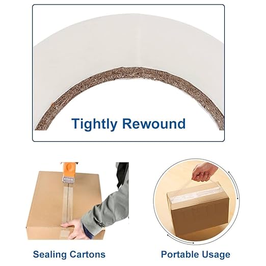 P PERFECTAPE Heavy Duty Packing Tape 6 Rolls with Tape Gun, 1.88”x 55Y | Clear, 2.7 mil, Ultra Strong, Refill for Packaging and Shipping（Safty cover on the blade, Pls remove before use）