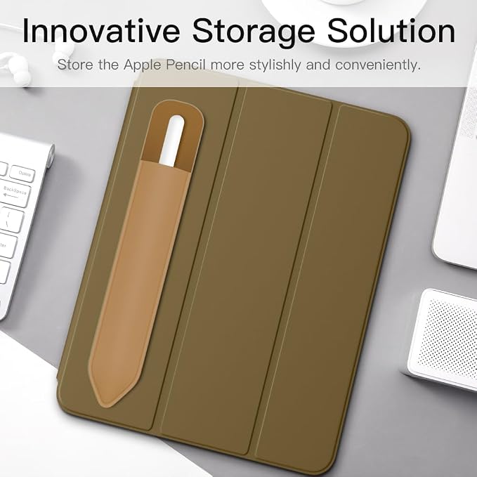 MoKo Adhesive Pencil Case Holder Sticker for Apple Pencil, Mocha Mousse | Elastic Pencil Pocket Pouch, Adhesive Sleeve, Attached to iPad Case, For Pro/USB-C/1st/2nd Gen and Similarly Stylus Pens