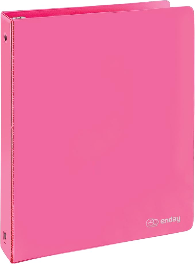 Enday 3 Ring Binder 1.5 Inch, Pink Heavy Duty Three Ring Binder, 325 Sheets Capacity - 1.5 Inch Binder for Home School and Office
