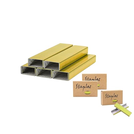 NatSumeBasics 3000 Yellow Gold Staples 26/6 Standard Colored Staple Refill for Desk Stapler, 1000 Per Pack, Total 3 Pack Staples (Yellow Gold)