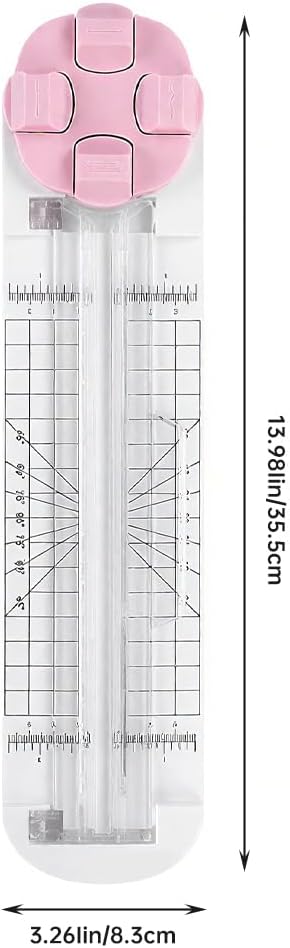 Paper Cutter,4-in-1 Paper Trimmer,Photo Cutter,Multi-Function Scrapbooking Tool with Dial Blades of Straight,Wave,Perforated,Creasing for Cutting Paper,Coupons,Postcards,Card (Pink)