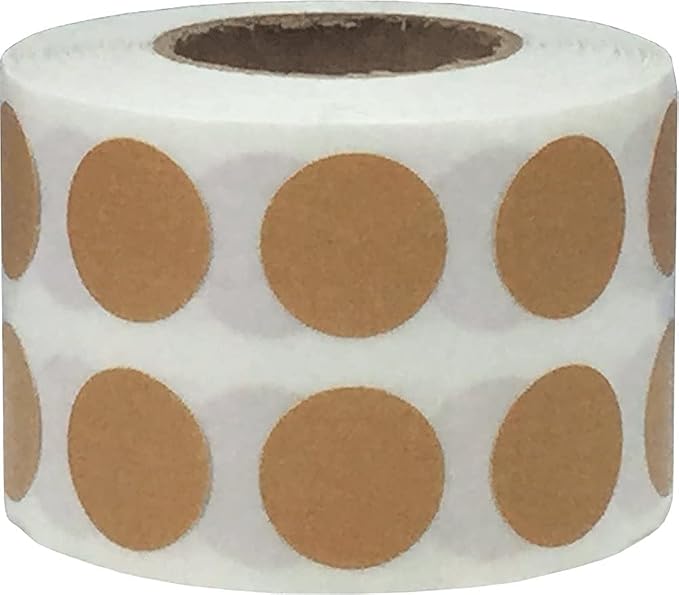 Tan 1/2" Inch Round Adhesive Labels 1,000 Color Coding Dot Stickers for Efficient Inventory Management, Crafting Projects, and Organizational Tasks in Offices, Schools, and Homes