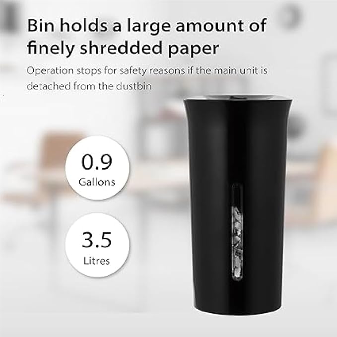 Paper Shredder for Home Office, Black Compact Design, 2 Sheet Crosscut Paper, 10 Mins Running Time B08BK