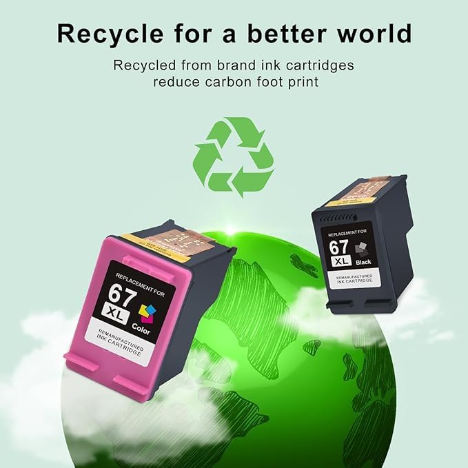 SAILNER 67XL Ink Cartridges Black/Color Combo Pack Replacement for HP Ink 67 HP67XL (2-Pack High Yield) Compatible with HP DeskJet 2755e 2855e 2700e 4155e 2734e 2827e 4100e Envy 6055 6455e Printer