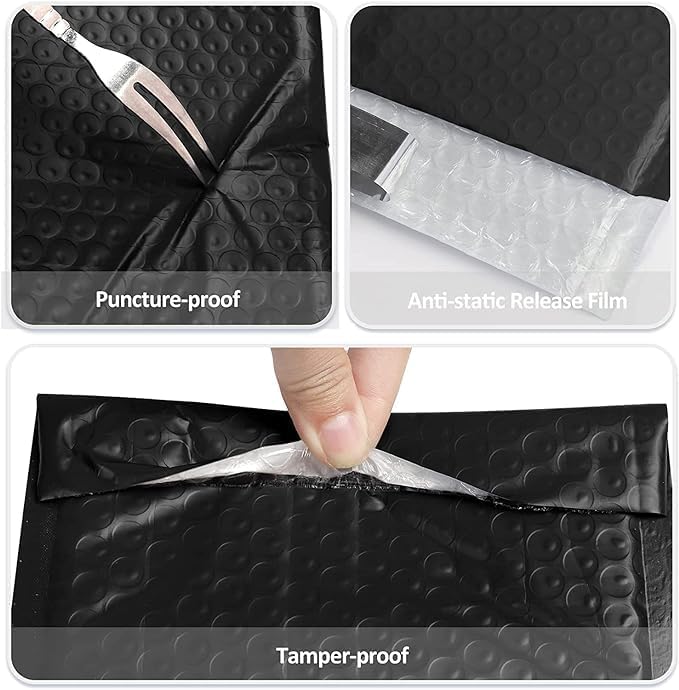 Black Bubble Mailers 6x10 Inch 100 Pack Usable Size 6x9 Waterproof Shipping Bags,Opaque Padded Envelopes Cushioning Padded Mailers for Shipping, Mailing,Small Business Supplies.